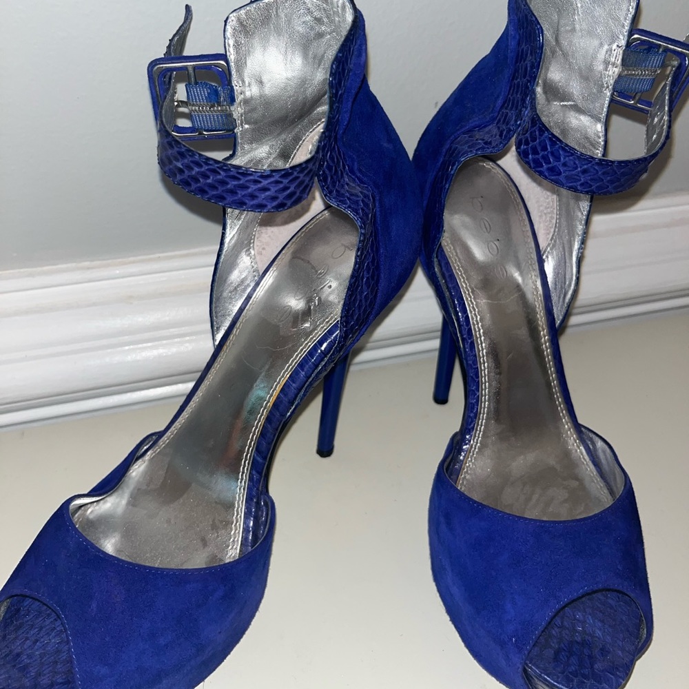 Navy Blue Reptile Print Heels